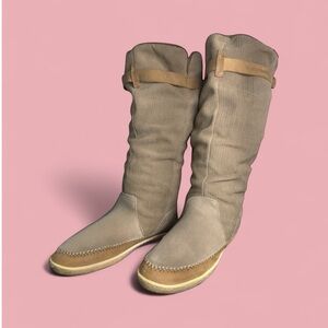 Le Coq Sportif Tan Winter Boots with Fold-Over Cuff